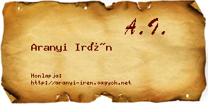 Aranyi Irén névjegykártya